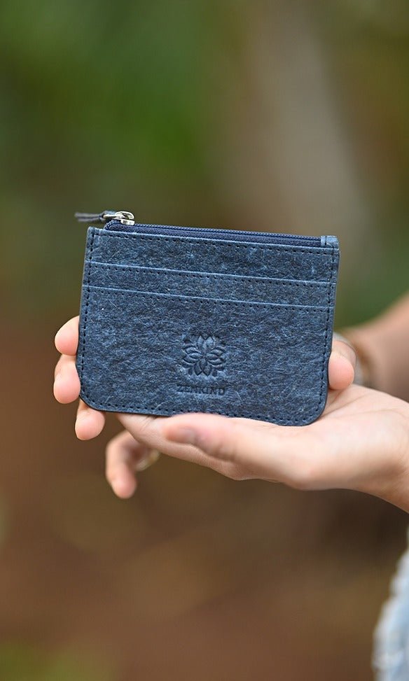 Vegan Zip Card Holder | Natural Card Holder Made from Coconut Leather – Hand Bag on Brown Living™. SKU: zk11. Img 2.
