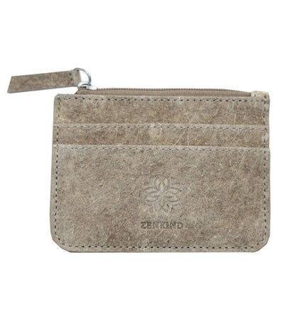 Vegan Zip Card Holder | Natural Card Holder Made from Coconut Leather – Hand Bag on Brown Living™. SKU: zk11. Img 4.