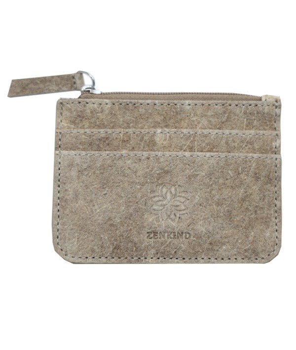 Vegan Zip Card Holder | Natural Card Holder Made from Coconut Leather – Hand Bag on Brown Living™. SKU: zk11. Img 4.