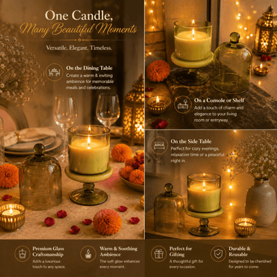 Verdant Glow Green Glass Jar Candle | Oudh Soy Wax Candle – Candles & Fragrances on Brown Living™. SKU: D-407. Img 7.
