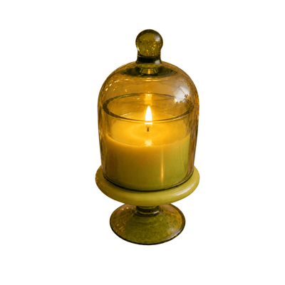 Verdant Glow Green Glass Jar Candle | Oudh Soy Wax Candle – Candles & Fragrances on Brown Living™. SKU: D-407. Img 3.