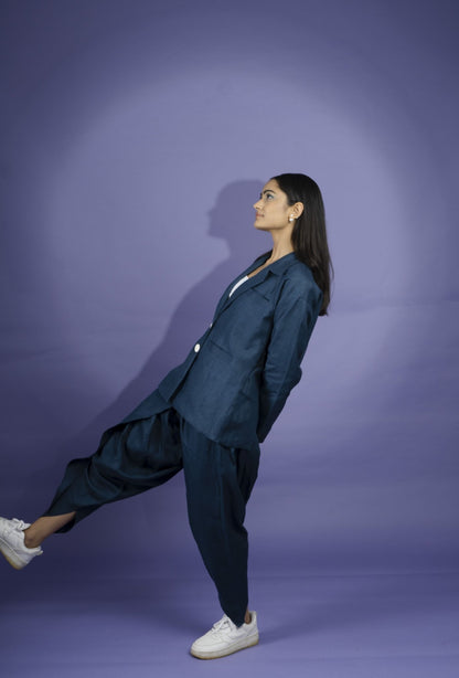 Vesper Set Hemp Blazer with Dhoti Pants | Stylish Co - Ord Set – Womens Co - Ord Sets on Brown Living™. SKU: BL_HOA16. Img 1.