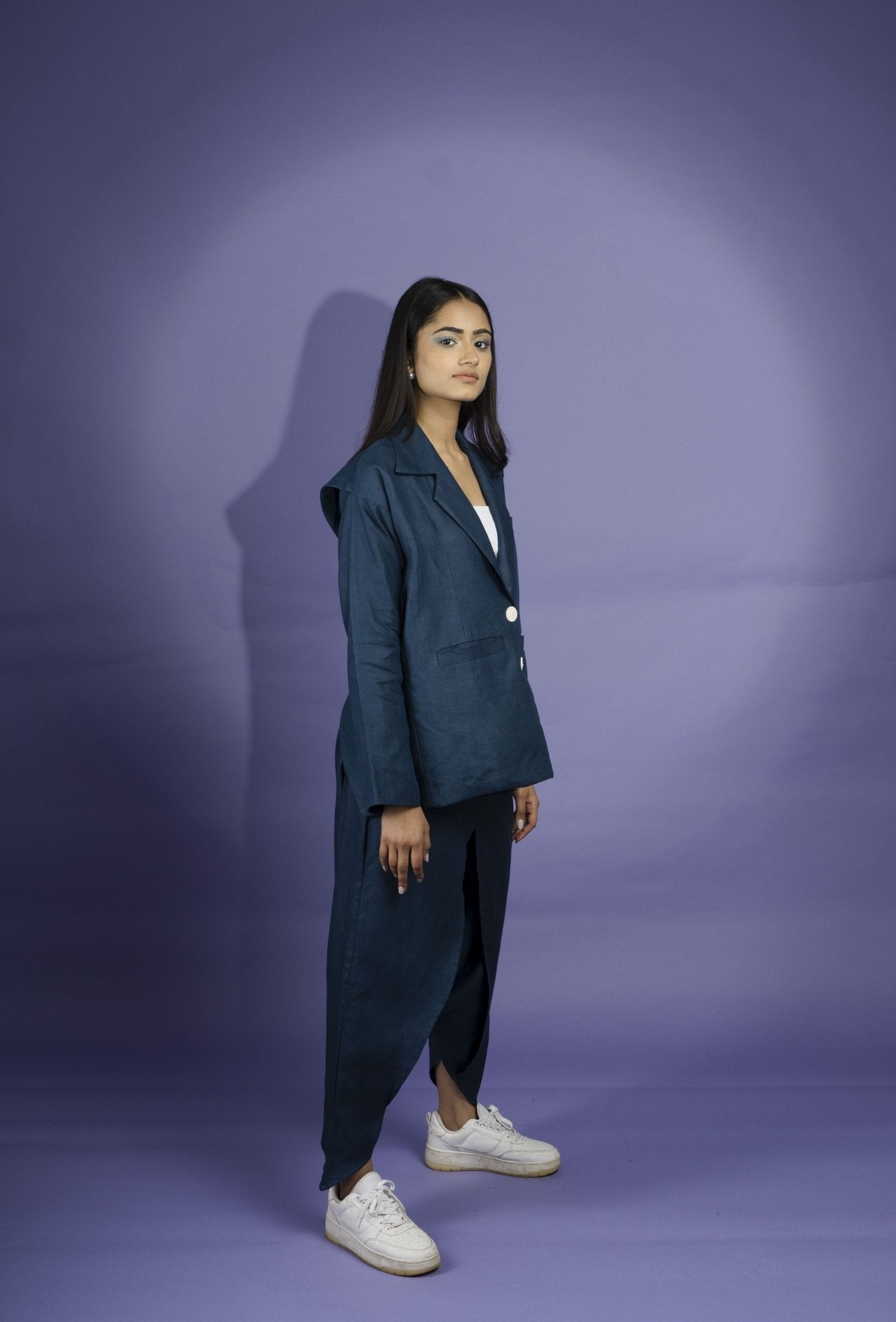 Vesper Set Hemp Blazer with Dhoti Pants | Stylish Co - Ord Set – Womens Co - Ord Sets on Brown Living™. SKU: BL_HOA17. Img 2.