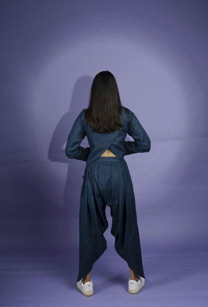 Vesper Set Hemp Blazer with Dhoti Pants | Stylish Co - Ord Set – Womens Co - Ord Sets on Brown Living™. SKU: BL_HOA17. Img 3.