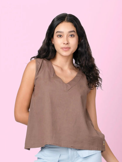 Vezee - Sleeveless V - neck Top – Womens Top on Brown Living™. SKU: pH2861. Img 3.