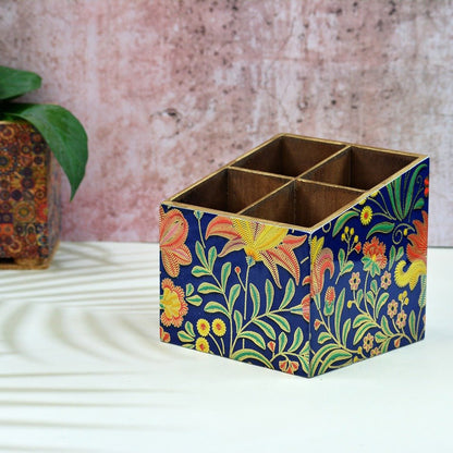 Vibrant Floral Multipurpose MDF Organizer ( 4 Divisions) | Verified Sustainable by Brown Living™