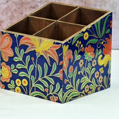 Vibrant Floral Multipurpose MDF Organizer ( 4 Divisions) | Verified Sustainable by Brown Living™