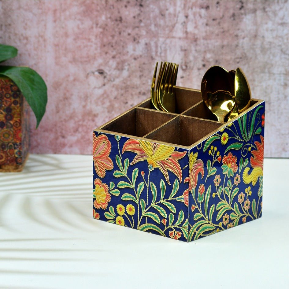 Vibrant Floral Multipurpose MDF Organizer ( 4 Divisions) | Verified Sustainable by Brown Living™