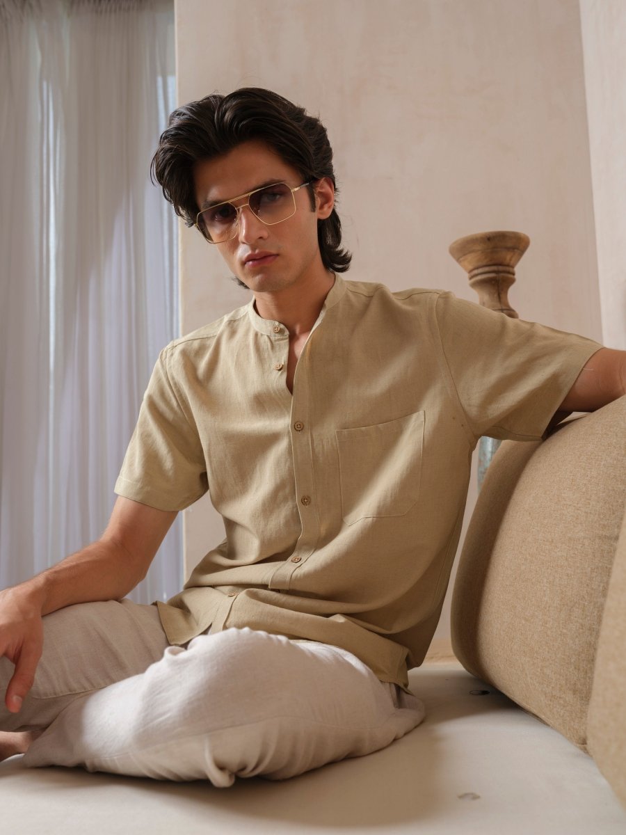 Vihay - Ivory Organic Shirt – Mens Shirt by Vasudhaa Vastrram available on Brown Living™. S . SKU: VDYHS6S001M5010. Img 3.