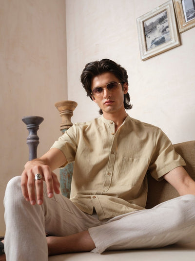Vihay - Ivory Organic Shirt – Mens Shirt by Vasudhaa Vastrram available on Brown Living™. S . SKU: VDYHS6S001M5010. Img 2.