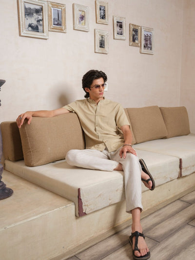 Vihay - Ivory Organic Shirt – Mens Shirt by Vasudhaa Vastrram available on Brown Living™. S . SKU: VDYHS6S001M5010. Img 1.