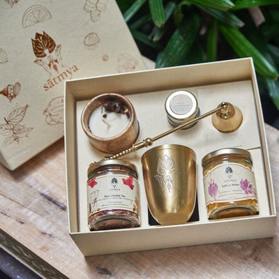 Vilāsa Gift Box - Premium Herbal Wellness Set – Gift Giving on Brown Living™. SKU: Vilas_500gms. Img 2.