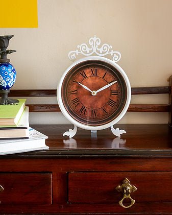 Vintage Style Desk Clock | Decorative Table Clock for Home & Office – Clock on Brown Living™. SKU: ANTVCDCHH. Img 2.