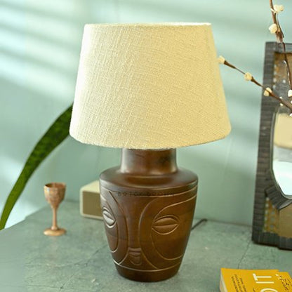 Visage Night Lamp | Handcrafted Mango Wood Table Lamp | Verified Sustainable by Brown Living™