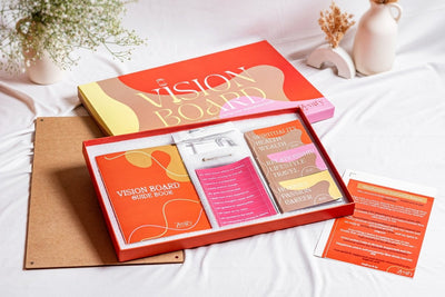 Vision Board Journal for Adults – Goal Setting & Dream Planning – Stationary on Brown Living™. SKU: BL - ZF - 01. Img 1.