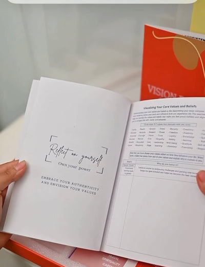 Visualize Your Dreams Journal – Guided Manifestation Workbook – Notebooks & Notepads on Brown Living™. SKU: VIS - Y - DRE. Img 2.