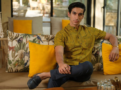 Vriksha - Mustard Organic Cotton Bamboo Shirt – Mens Shirt by Vasudhaa Vastrram available on Brown Living™. S . SKU: VBLHS6S001M5007. Img 3.