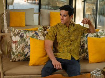 Vriksha - Mustard Organic Cotton Bamboo Shirt – Mens Shirt by Vasudhaa Vastrram available on Brown Living™. S . SKU: VBLHS6S001M5007. Img 2.