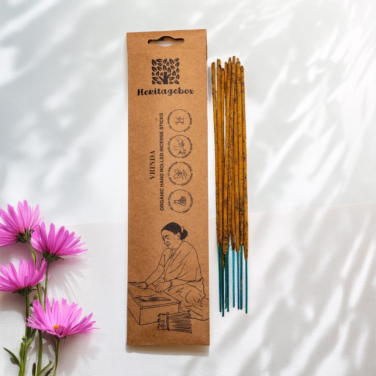 Vrinda Handrolled Natural Incense Sticks Pack of 30 – Candles & Fragrances by HERITAGE BOX available on Brown Living™. . SKU: AGVOO1. Img 2.