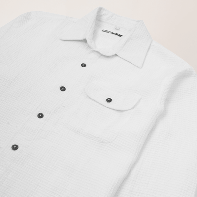 Waffle Vanilla | Hemp Cotton Sustainable Shacket | Men – Men Shirt on Brown Living™. SKU: WaffleVanillaShacket-S. Img 3.