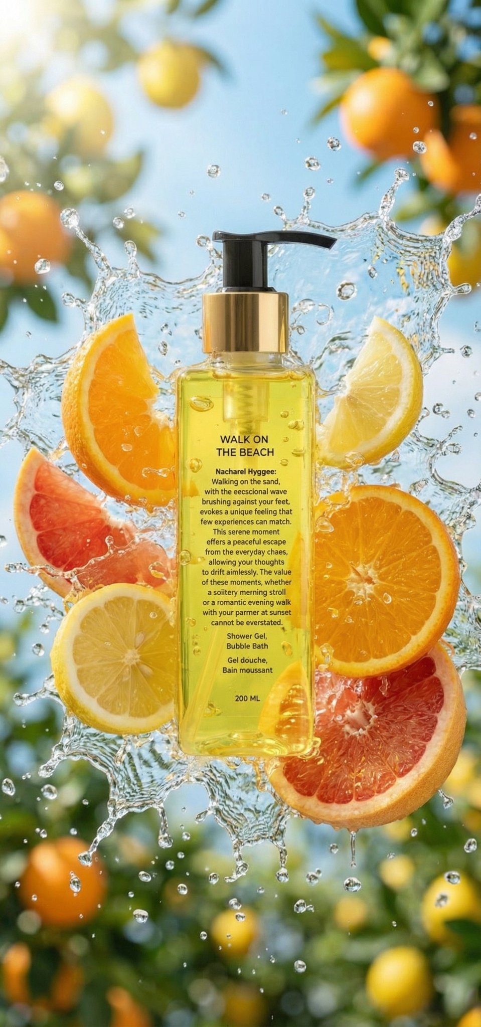 Walk On The Beach Shower Gel Refreshing Ocean Body Wash - 200ml – Body Wash on Brown Living™. SKU: NCH023. Img 2.