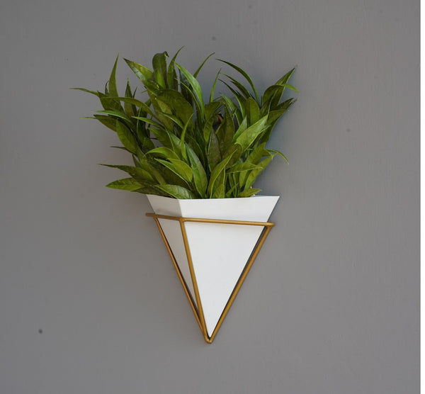 Wall Hanging Pots for Plants | White Pyramid - Pack of 2 | Verified Sustainable by Brown Living™