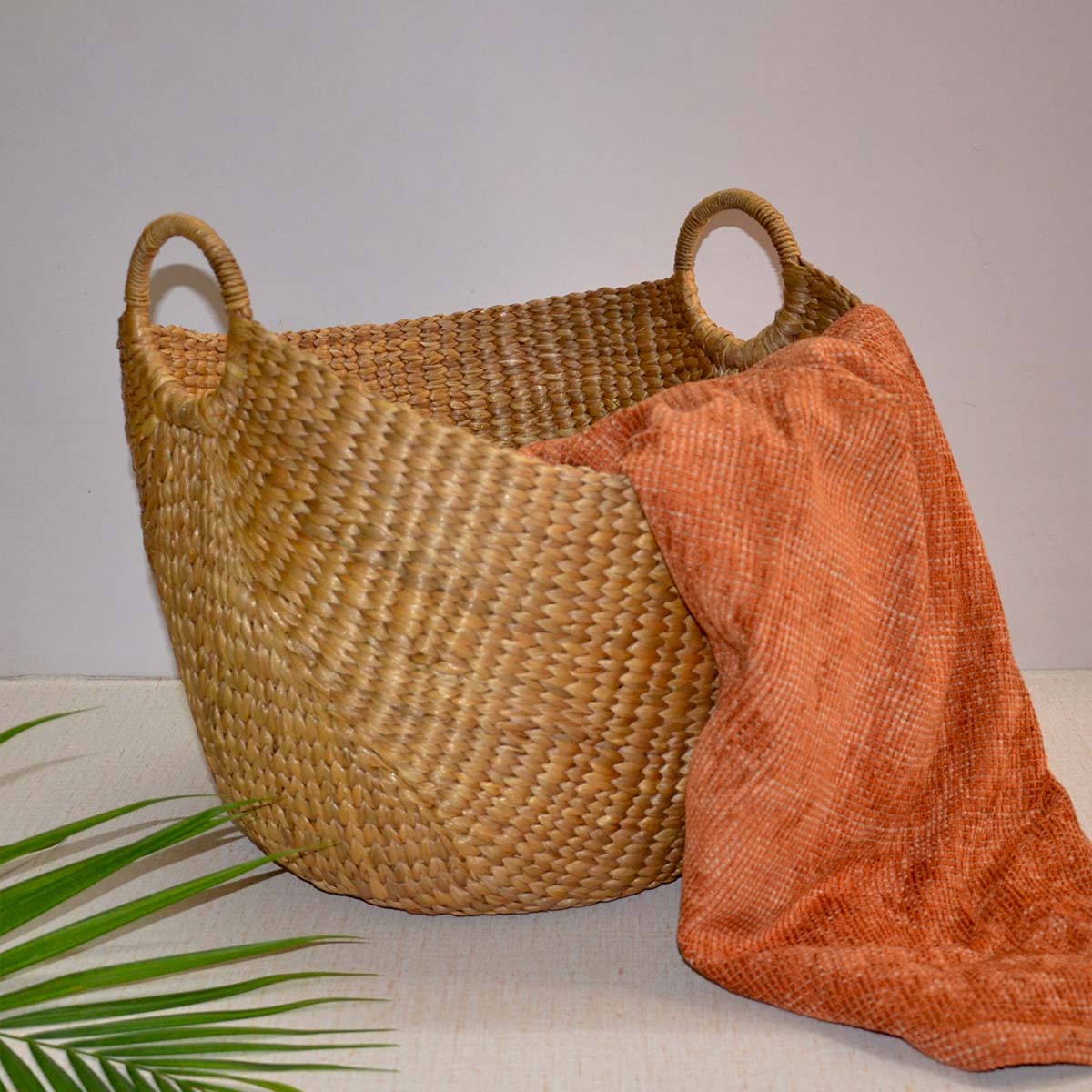 Water Hyacinth Laundry & Storage Basket – Baskets & Boxes by DHARINI available on Brown Living™. Large . SKU: WHLBAS020A. Img 7.