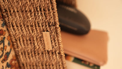 Water Hyacinth Rope Basket Organiser With Metal Frame | Durable & Eco - Friendly – Baskets & Boxes on Brown Living™. SKU: 205W. Img 3.