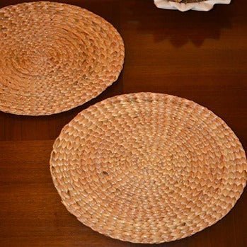 Water Hyacinth Round Natural Placemats - Set of 2 – Table Linens on Brown Living™. SKU: WHRMAT032AN. Img 5.