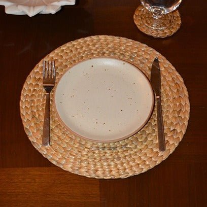 Water Hyacinth Round Placemats - 12inch (Set of 2) – Table Linens on Brown Living™. SKU: WHRMAT024A. Img 3.
