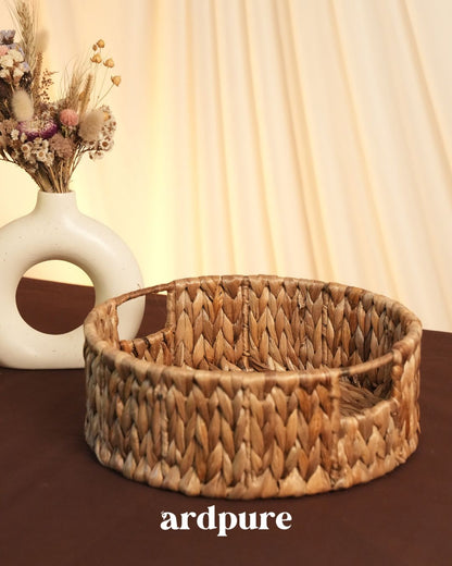 Water Hyacinth Round Tray | Handwoven Natural Serving & Décor Tray – Trays & Platters on Brown Living™. SKU: 210W. Img 4.