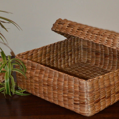 Water Hyacinth Square Gift & Utility Box – Baskets & Boxes by DHARINI available on Brown Living™. . SKU: WHSBOX028A. Img 8.