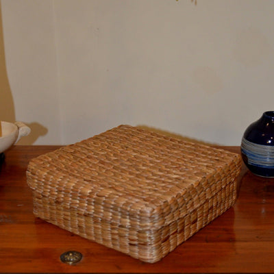 Water Hyacinth Square Gift & Utility Box – Baskets & Boxes by DHARINI available on Brown Living™. . SKU: WHSBOX028A. Img 7.