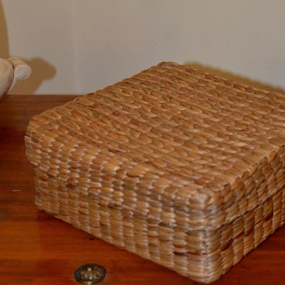 Water Hyacinth Square Gift & Utility Box – Baskets & Boxes by DHARINI available on Brown Living™. . SKU: WHSBOX028A. Img 12.