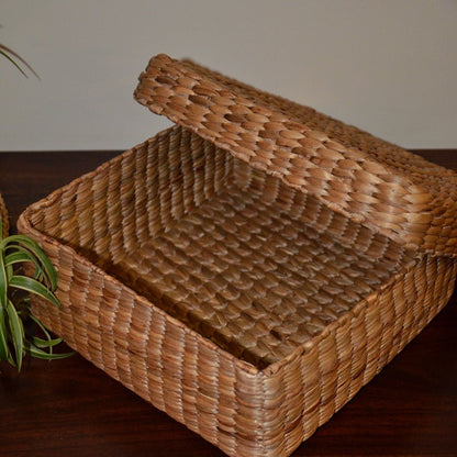 Water Hyacinth Square Gift & Utility Box – Baskets & Boxes on Brown Living™. SKU: WHSBOX028A. Img 5.
