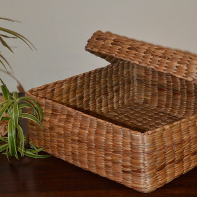 Water Hyacinth Square Gift & Utility Box – Baskets & Boxes on Brown Living™. SKU: WHSBOX028A. Img 2.