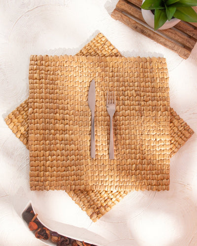 Water Hyacinth Square Placemats (Set of 2) – Table Linens on Brown Living™. SKU: WHSMAT034A. Img 1.