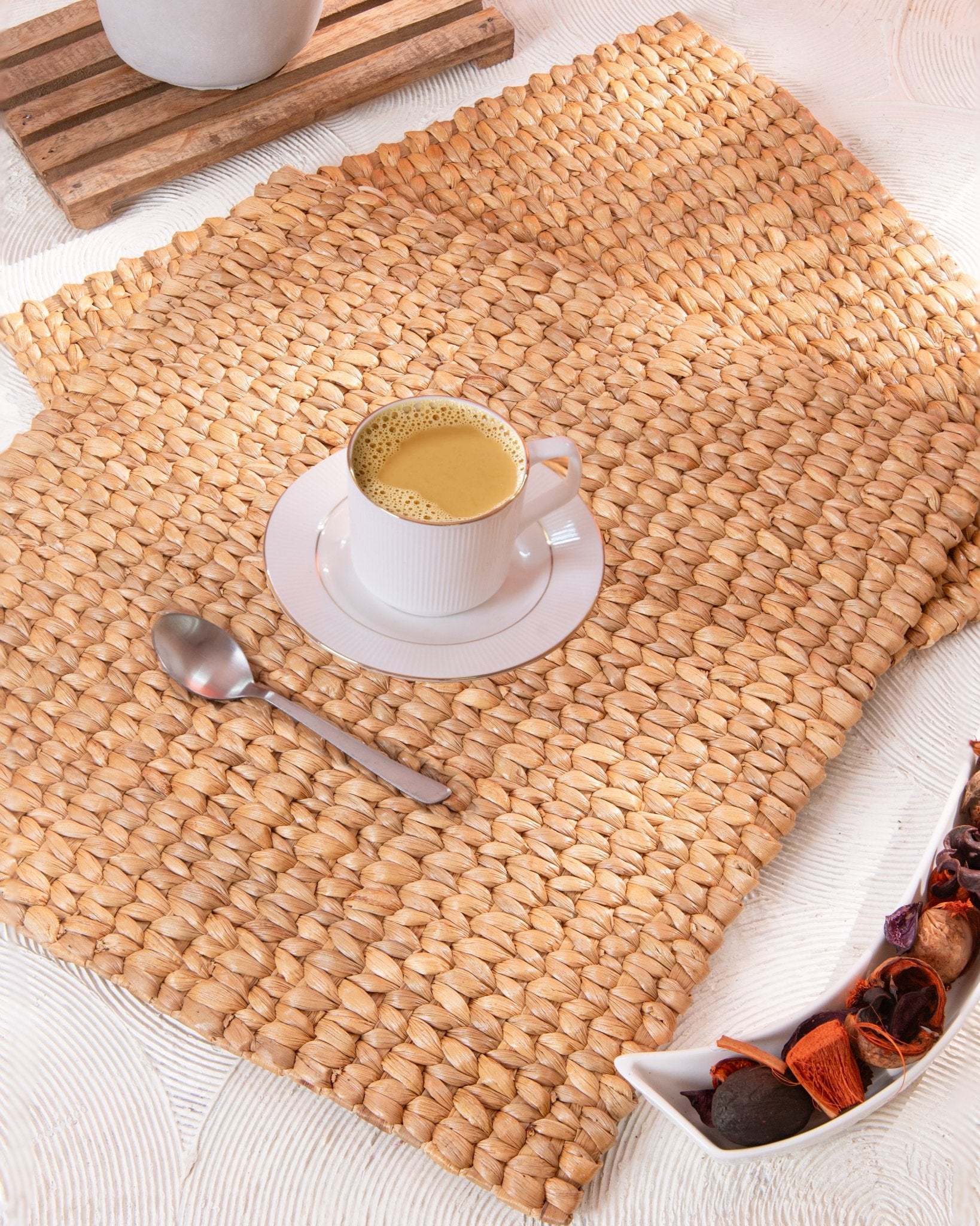Water Hyacinth Square Placemats (Set of 2) – Table Linens on Brown Living™. SKU: WHSMAT034A. Img 2.