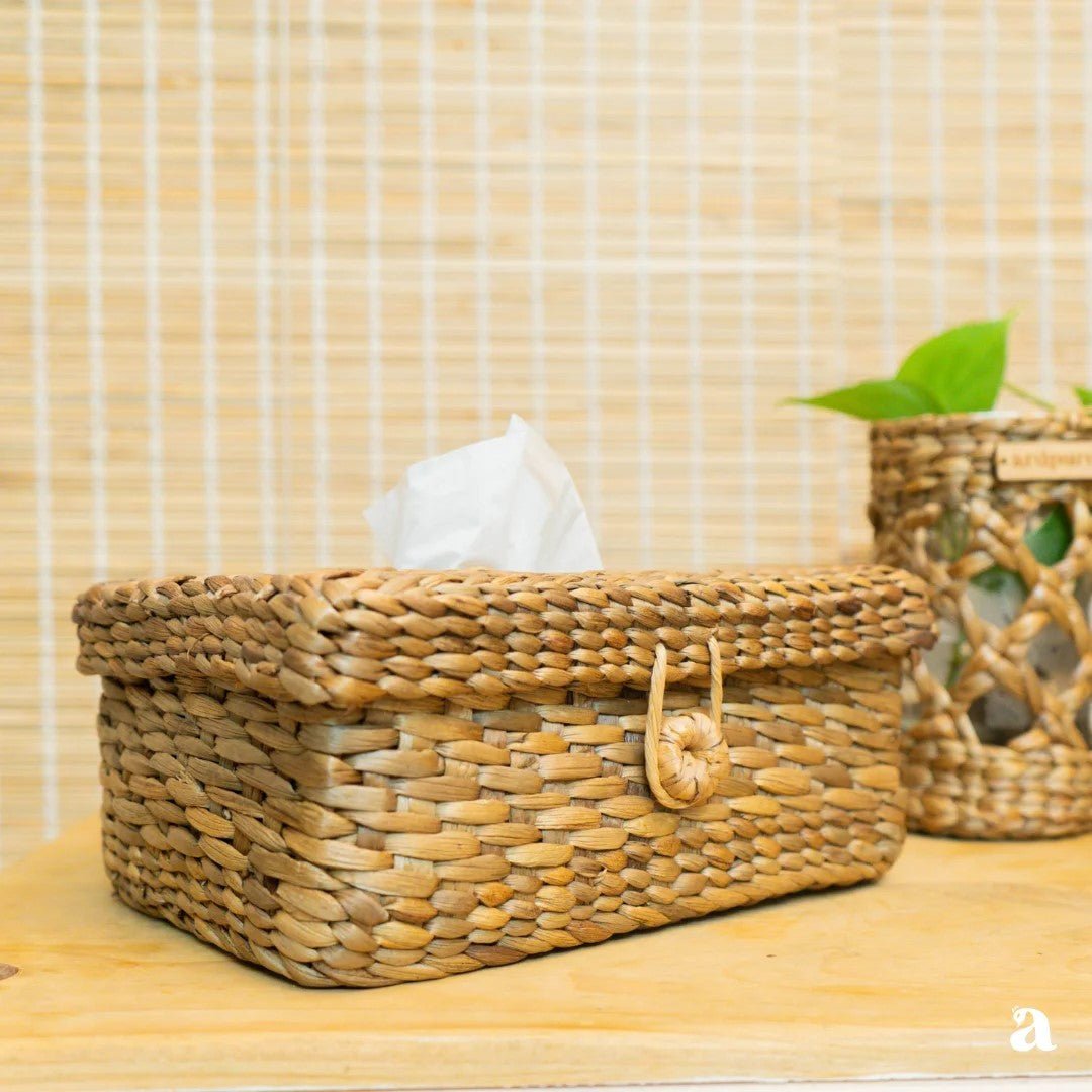 Water Hyacinth Tissue Box | Handcrafted Eco - Friendly Tissue Holder – Baskets & Boxes on Brown Living™. SKU: 612W. Img 3.