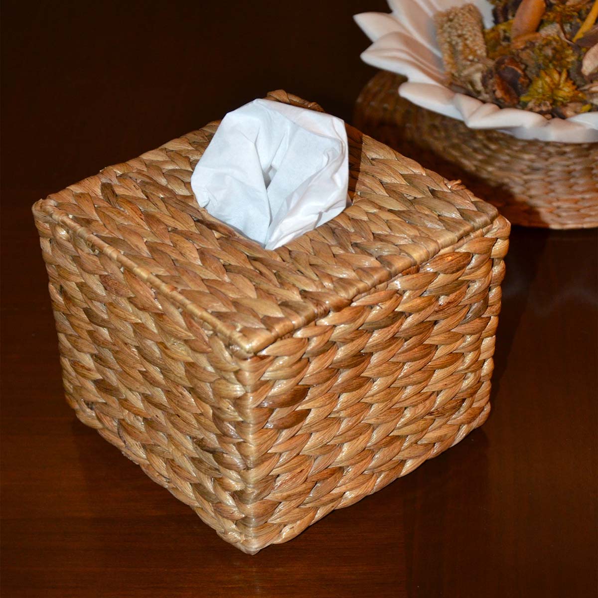 Water Hyacinth Tissue Box - Natural – Baskets & Boxes by DHARINI available on Brown Living™. Square . SKU: WHBOUT035A - n. Img 1.