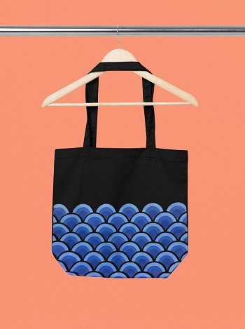 Wave Black - 100% Cotton Canvas Sustainable Tote Bag with Zip | Verified Sustainable by Brown Living™