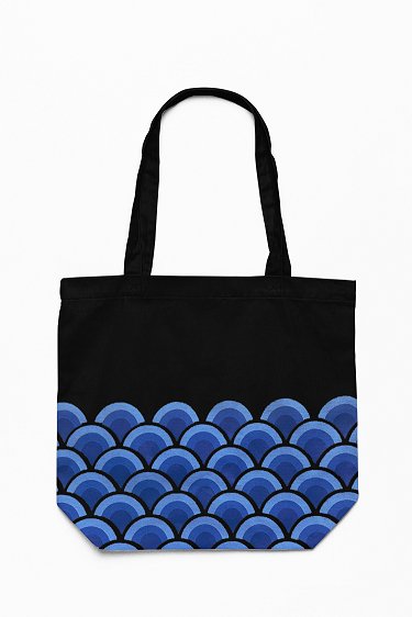 Wave Black - 100% Cotton Canvas Sustainable Tote Bag with Zip | Verified Sustainable by Brown Living™