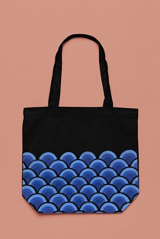 Wave Black - 100% Cotton Canvas Sustainable Tote Bag with Zip | Verified Sustainable by Brown Living™