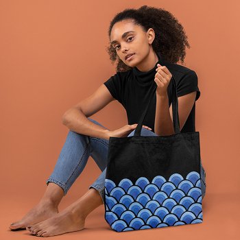 Wave Black - 100% Cotton Canvas Sustainable Tote Bag with Zip | Verified Sustainable by Brown Living™