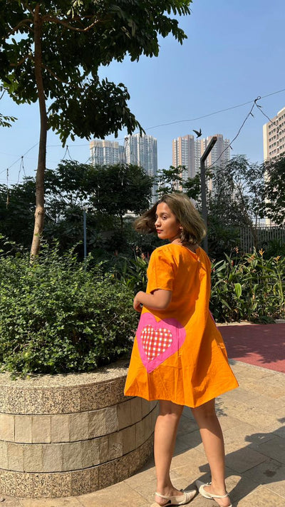 Wear Your Heart Out Loud Short Dress | Effortless Everyday Style – Womens Dress on Brown Living™. SKU: DR-49-S-OR. Img 3.