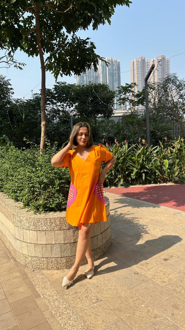 Wear Your Heart Out Loud Short Dress | Effortless Everyday Style – Womens Dress on Brown Living™. SKU: DR-49-XS-OR. Img 1.