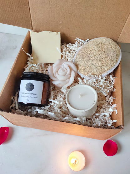 Wellness & Glow Gift Box | Natural Skincare & Self - Care Set – Gift Hampers on Brown Living™. SKU: WGGH01. Img 1.
