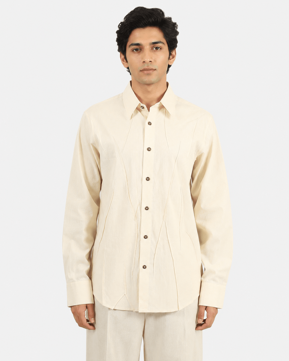 Wet Pleat Shirt – Contemporary Textured Shirt with Elegant Style – Womens Shirt on Brown Living™. SKU: ACB2026014. Img 5.