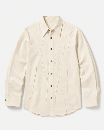 Wet Pleat Shirt – Contemporary Textured Shirt with Elegant Style – Womens Shirt on Brown Living™. SKU: ACB2026014. Img 1.