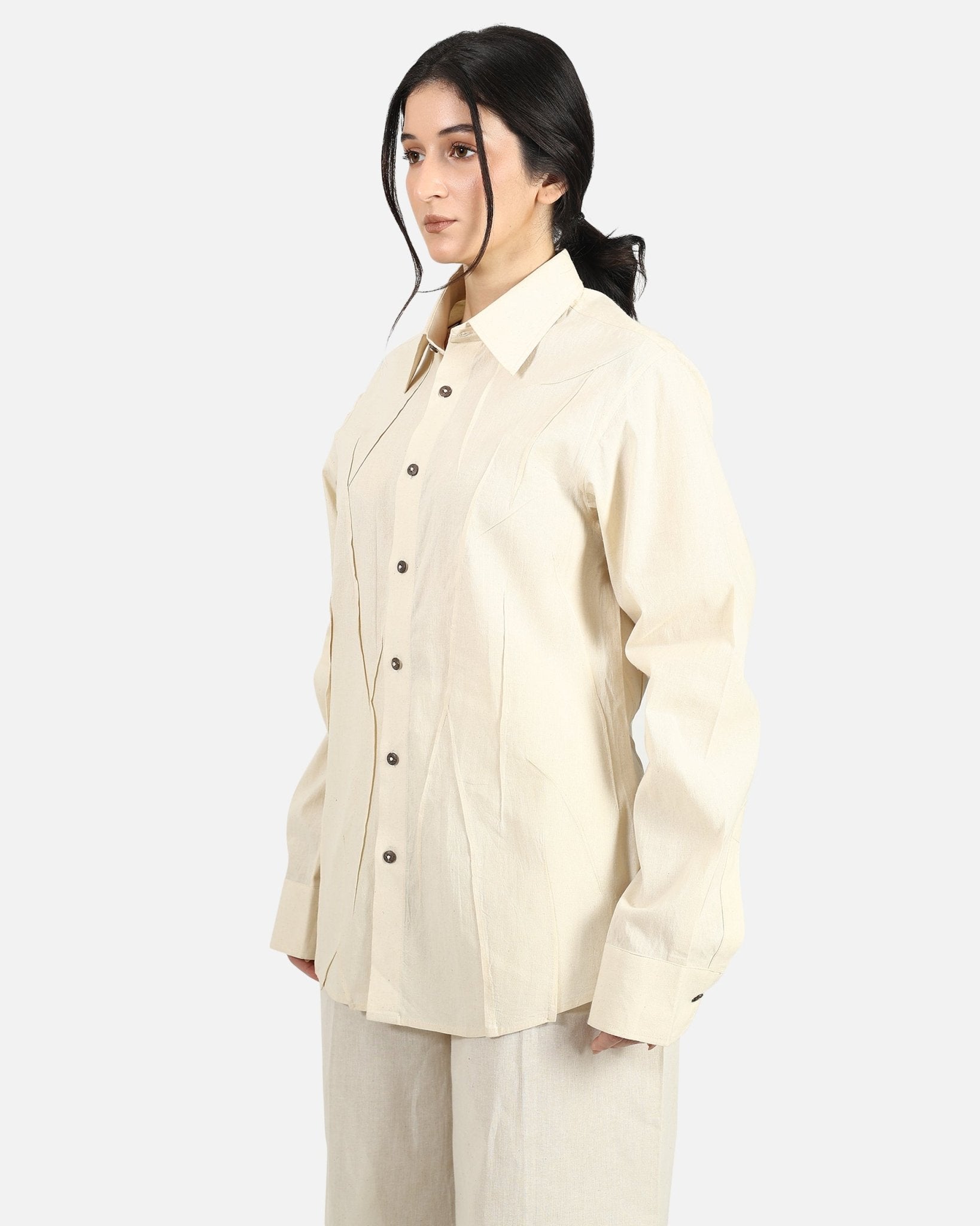 Wet Pleat Shirt – Contemporary Textured Shirt with Elegant Style – Womens Shirt on Brown Living™. SKU: ACB2026014. Img 6.